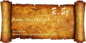 Radu Szilárd névjegykártya