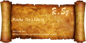 Radu Szilárd névjegykártya